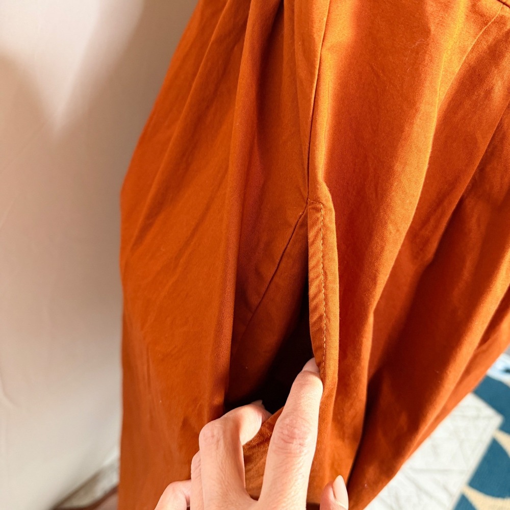 Knox Rose Womens Rust Orange Smocked Midi Dress Pockets, cottage,
prairie, fall - Picture 6 of 10